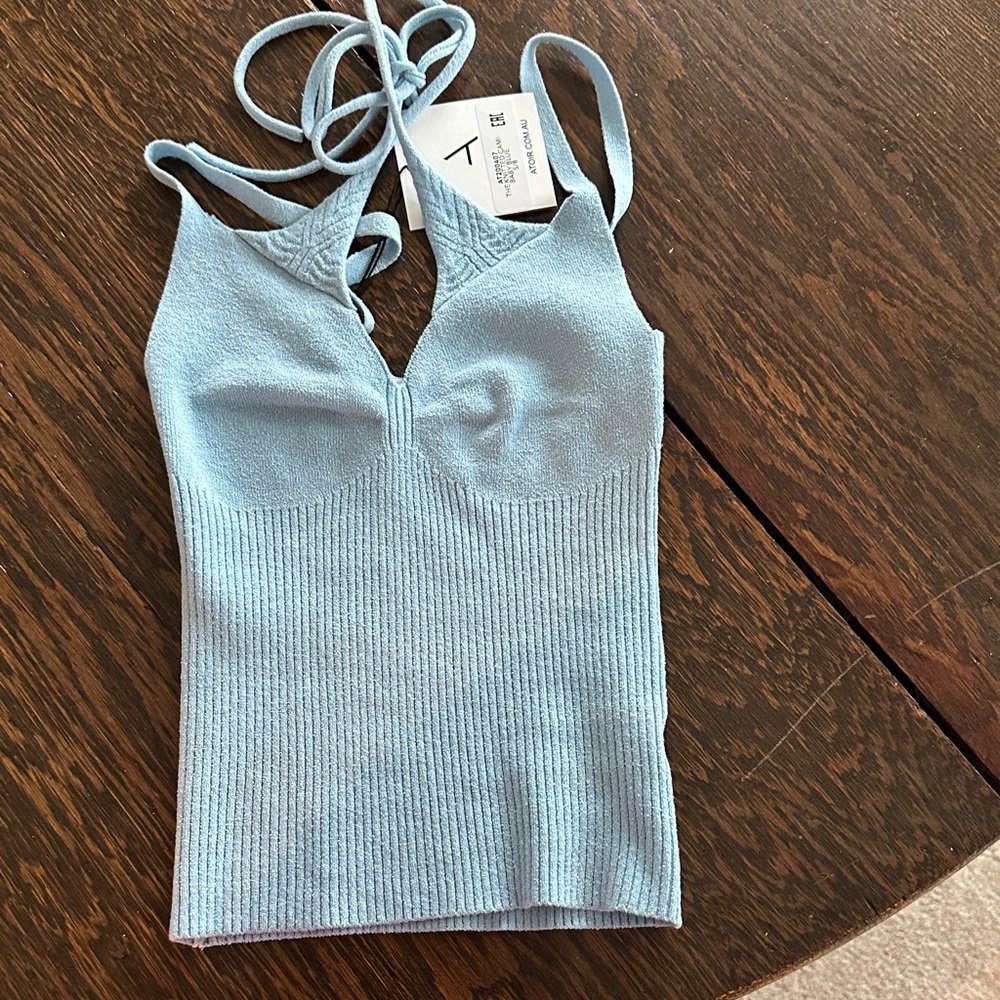 Atoir Sky Blue Ribbed Tank Top